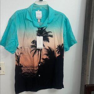 Cactus Man Ricky Singh Short Sleeve Geometric Casual Button-Down Shirts M